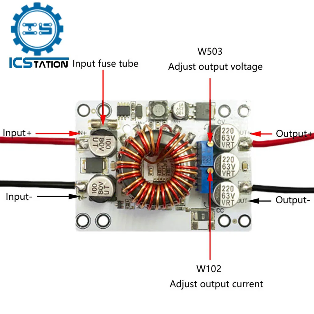 Step Down Power Supply Module CVCC DC 10V-70V to DC 5V-58V 8A 180W Buck Converter Non-isolated Voltage Stabilizer