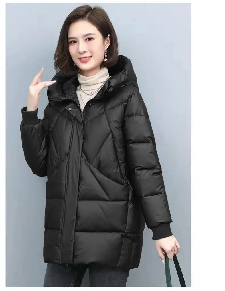 Down Cotton-Padded Jacket Women's Overcoat Winter 2026 New Thick Warm Parker Coat Fashion Loose Hooded Medium Long Cotton Jacket