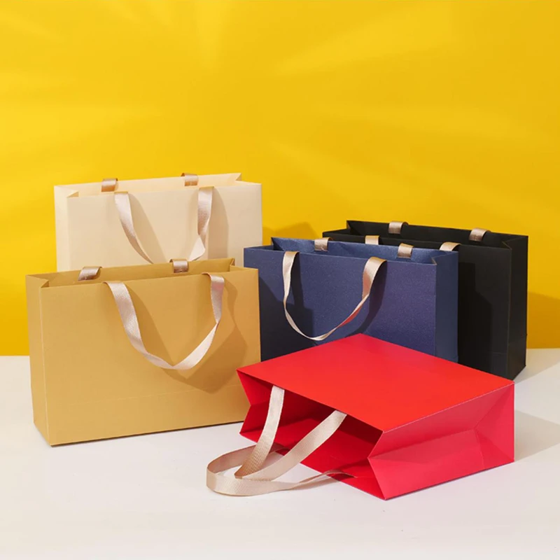 Sacchetti di carta Tote per matrimonio, compleanno, festa in casa, cosmetici, borsa per pacchetti di abbigliamento, borsa per la spesa, borsa regalo