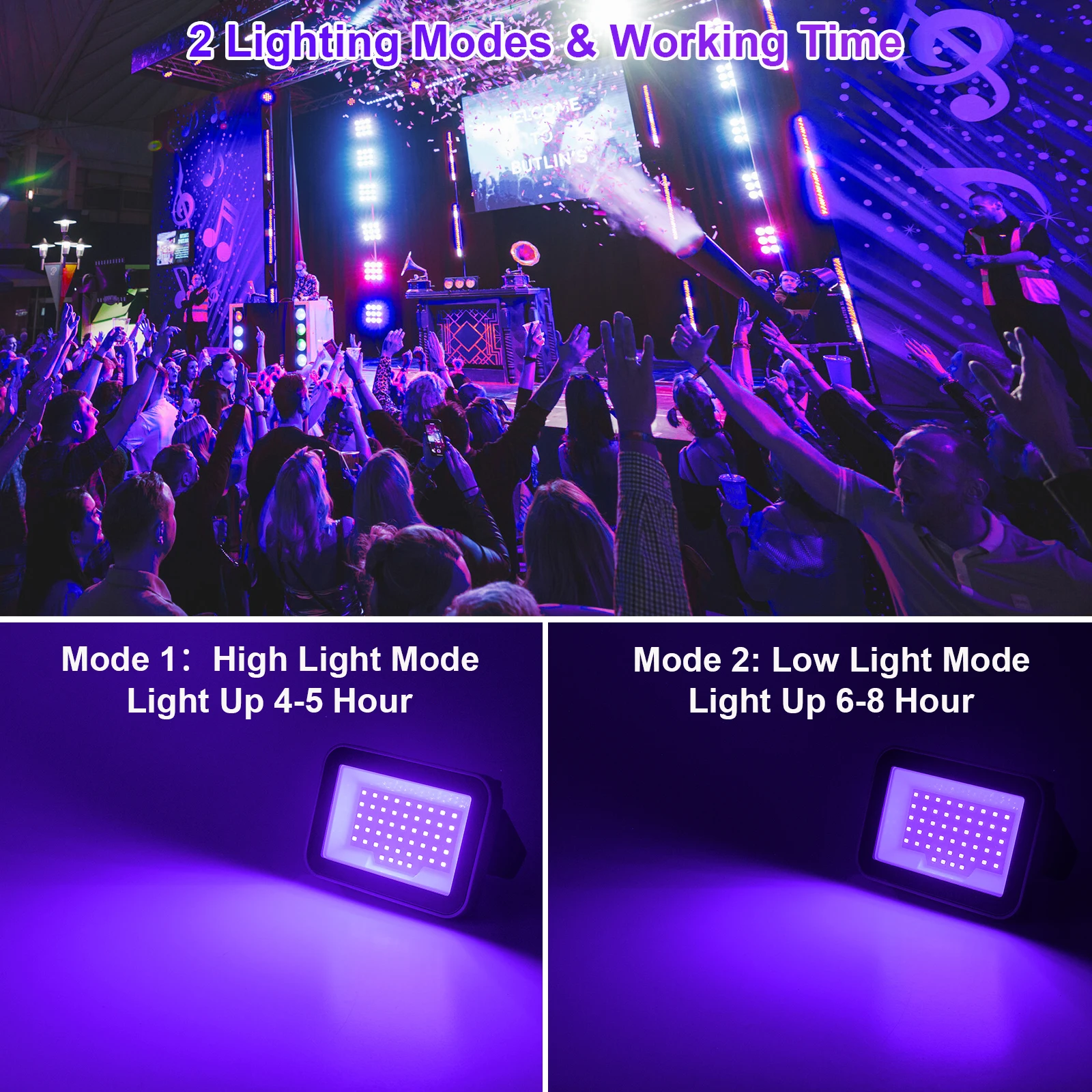 1/2pcs UV LED Black Light Ultraviolet Stage Lamp Neon Halloween Disco Party Flood Effect Light 49leds Fluorescent Blacklight