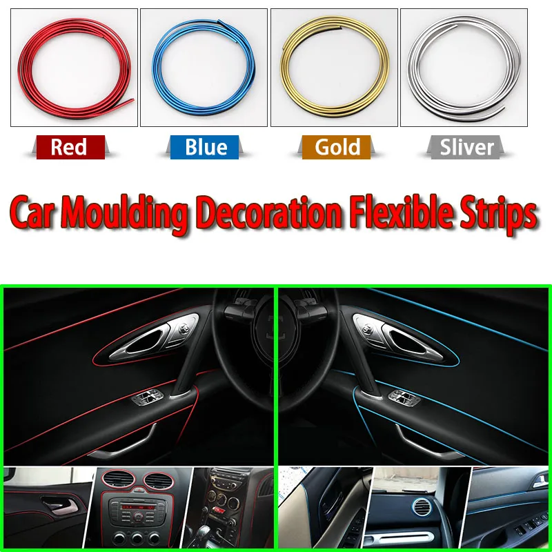 

5M Car Moulding Decoration Flexible Strips Interior Auto Car Cover Trim Dashboard Door Edgein Car-styling Universal Universal