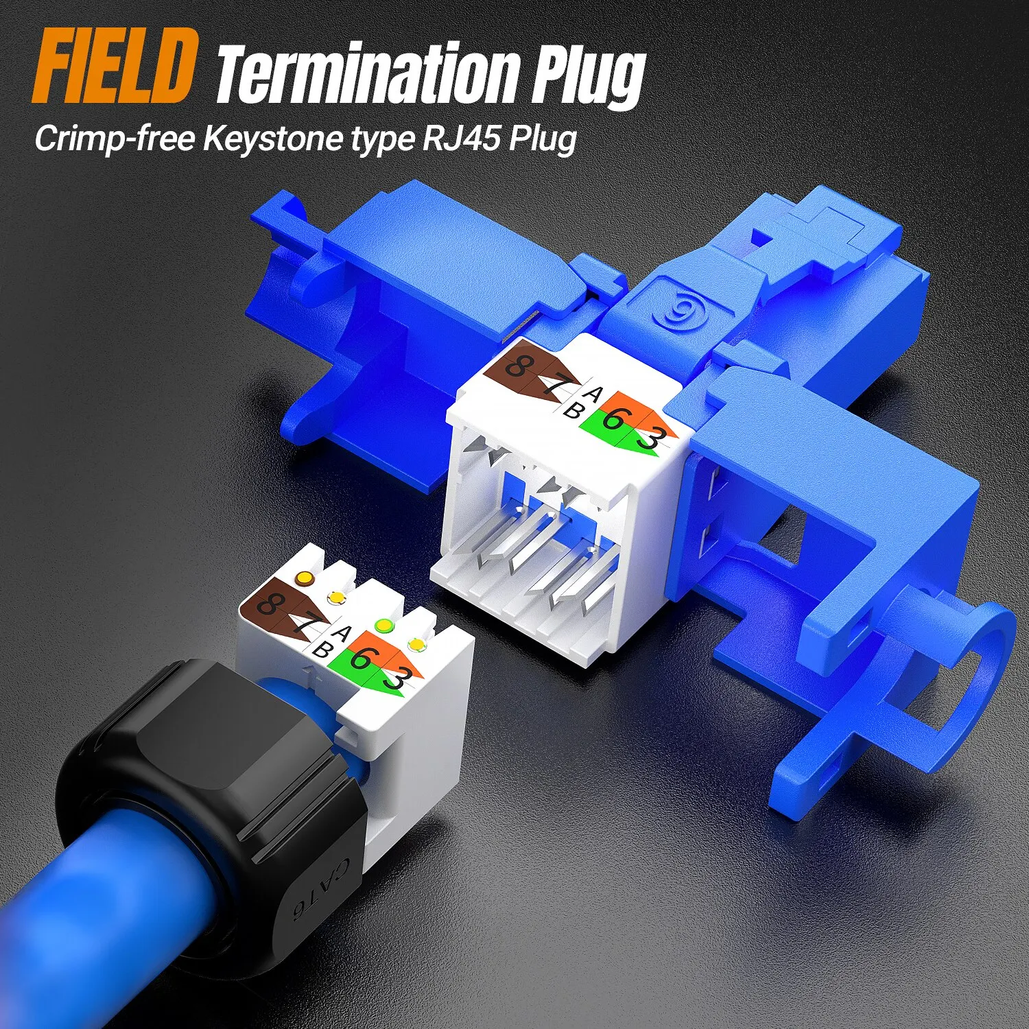 Разъемы AMPCOM RJ45, Модульный Штекер, Cat6 Cat6A UTP, сетевой разъем без инструментов, Разъемы Ethernet, кабель, Интернет-инструменты бесплатно