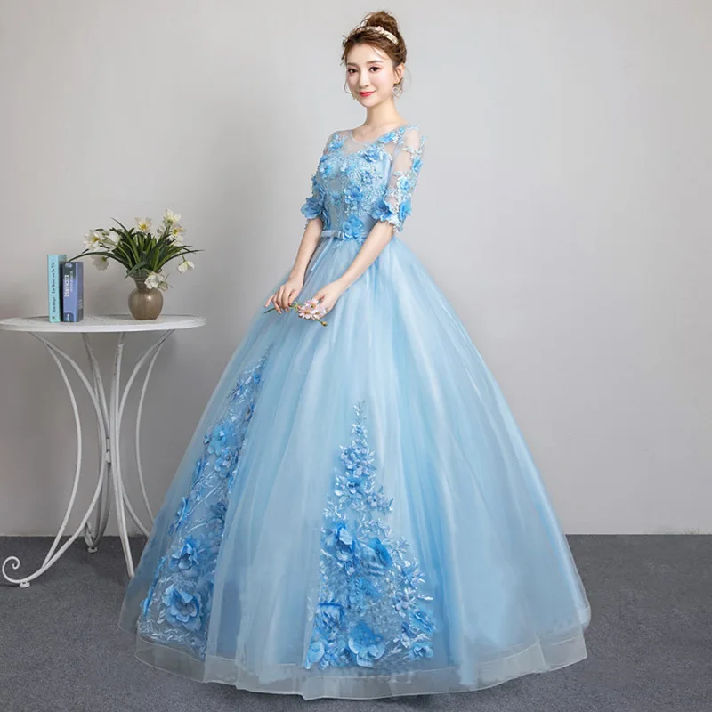 فستان زفاف جديد 2025، غزل ملون، أداء منفرد صوتي جميل، امتحان فني، تنورة منتفخة، فستان سهرة طويل