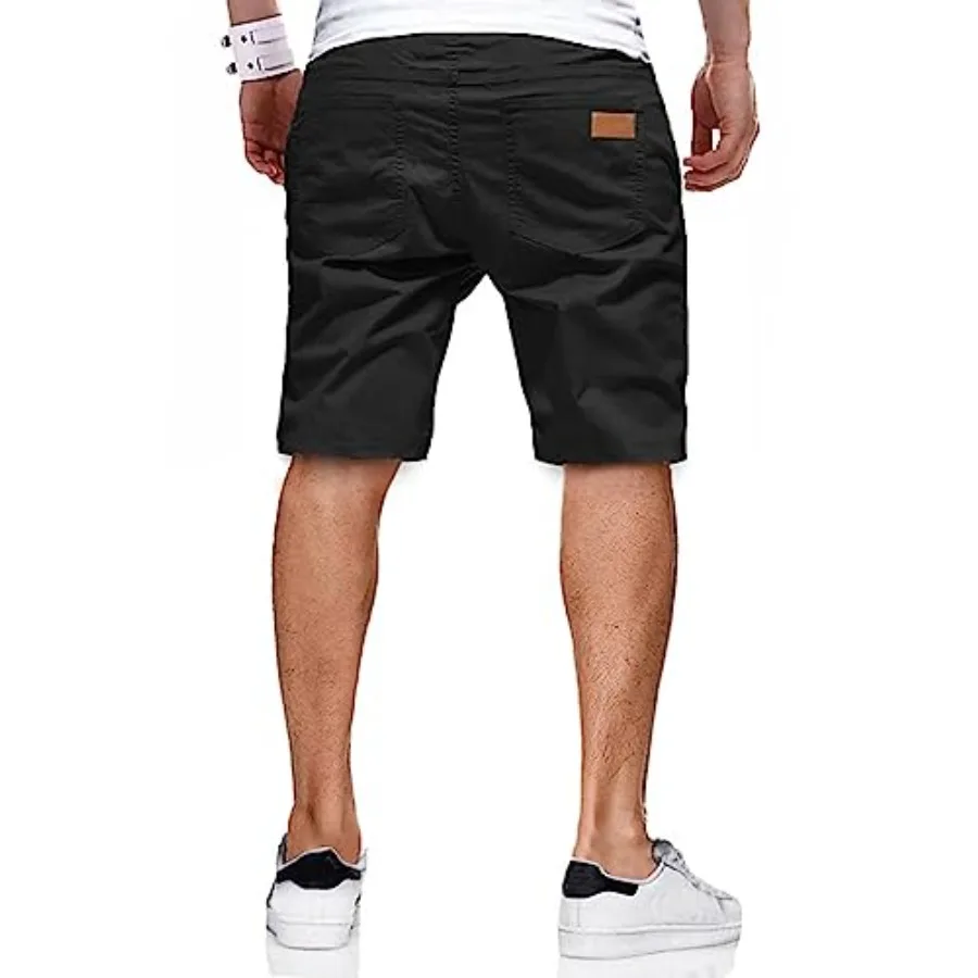 Mens Casual Shorts - Cotton Drawstring Summer Beach Stretch Twill Chino Golf Shorts
