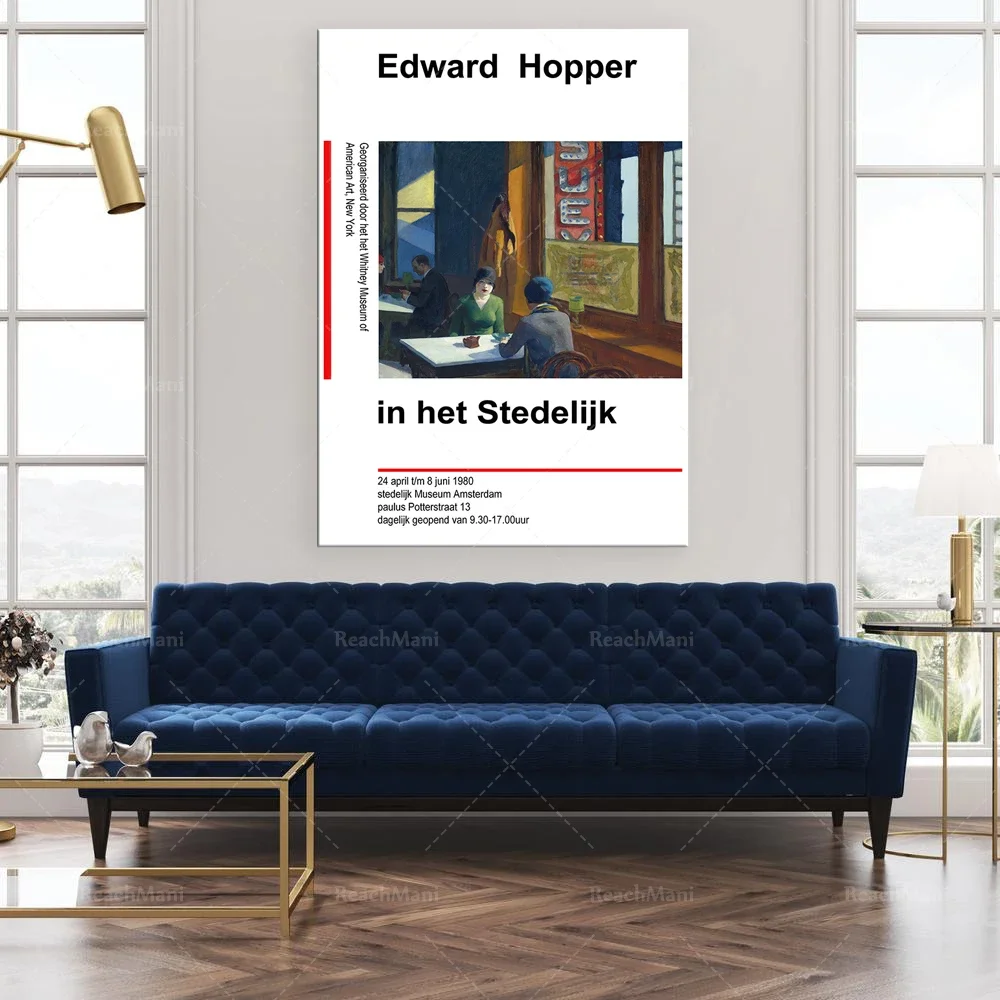 Reprint of a 1980 Vintage French exhibition Poster for works by Edward Hopper