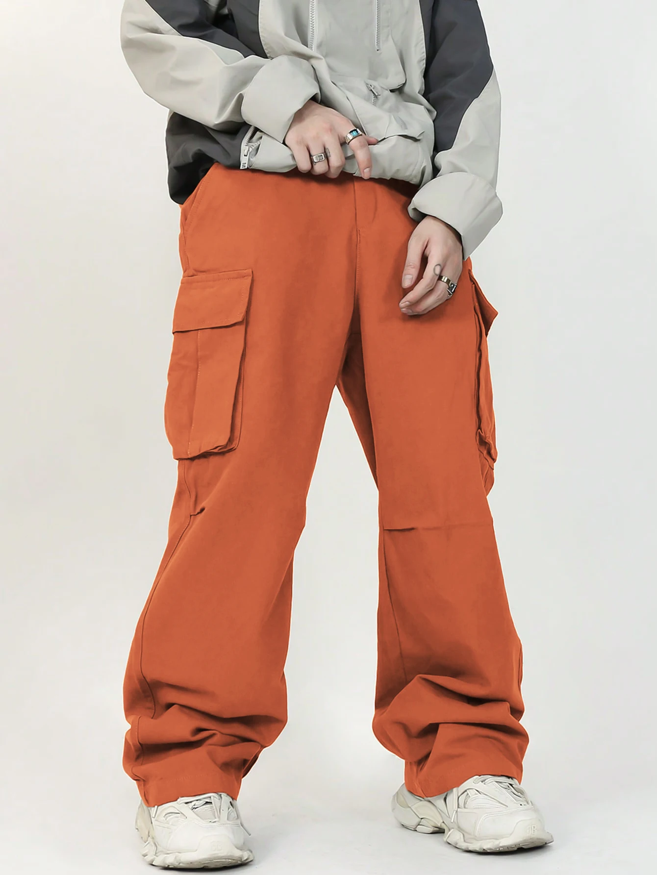 3D Pockets, Street-styling Workwear, Trendy Functional Lacing, Loose-fitting Casual Pants, Men's Straight-cut Fashion