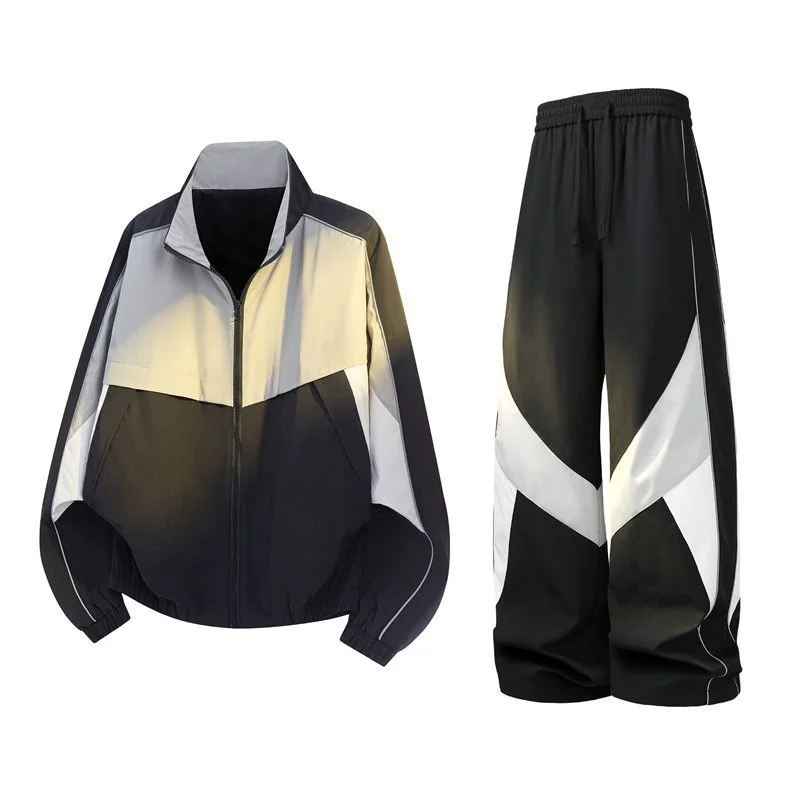 

Feishun 2026 Spring New Color Block Unisex Stand Collar Outdoor Casual Set Windproof Leisure Sportswear Women's Fashion