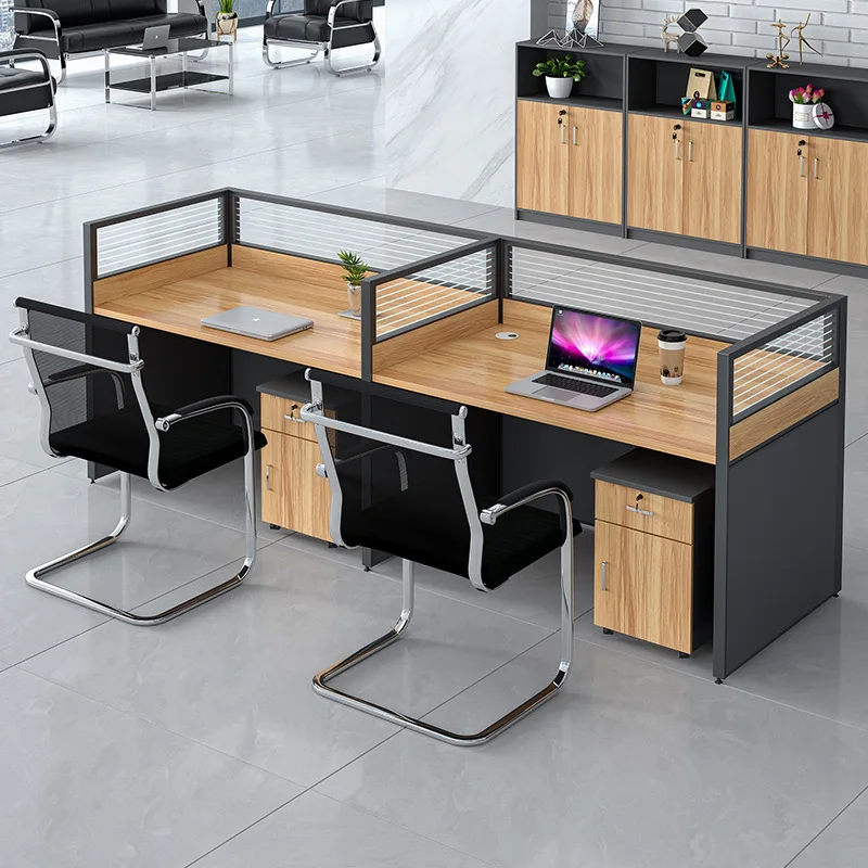 

Офисная комбинированная офисная мебель, простой современный 4-местный перегородка, сиденье для карточек, L-образный стол и стулья для персонала