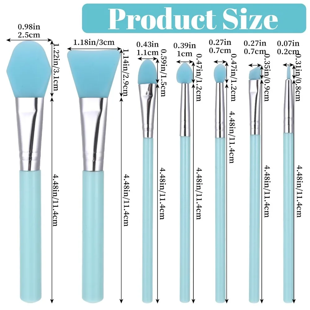7-Piece Silicone Brush Kit for Art Crafting and Facial Skincare