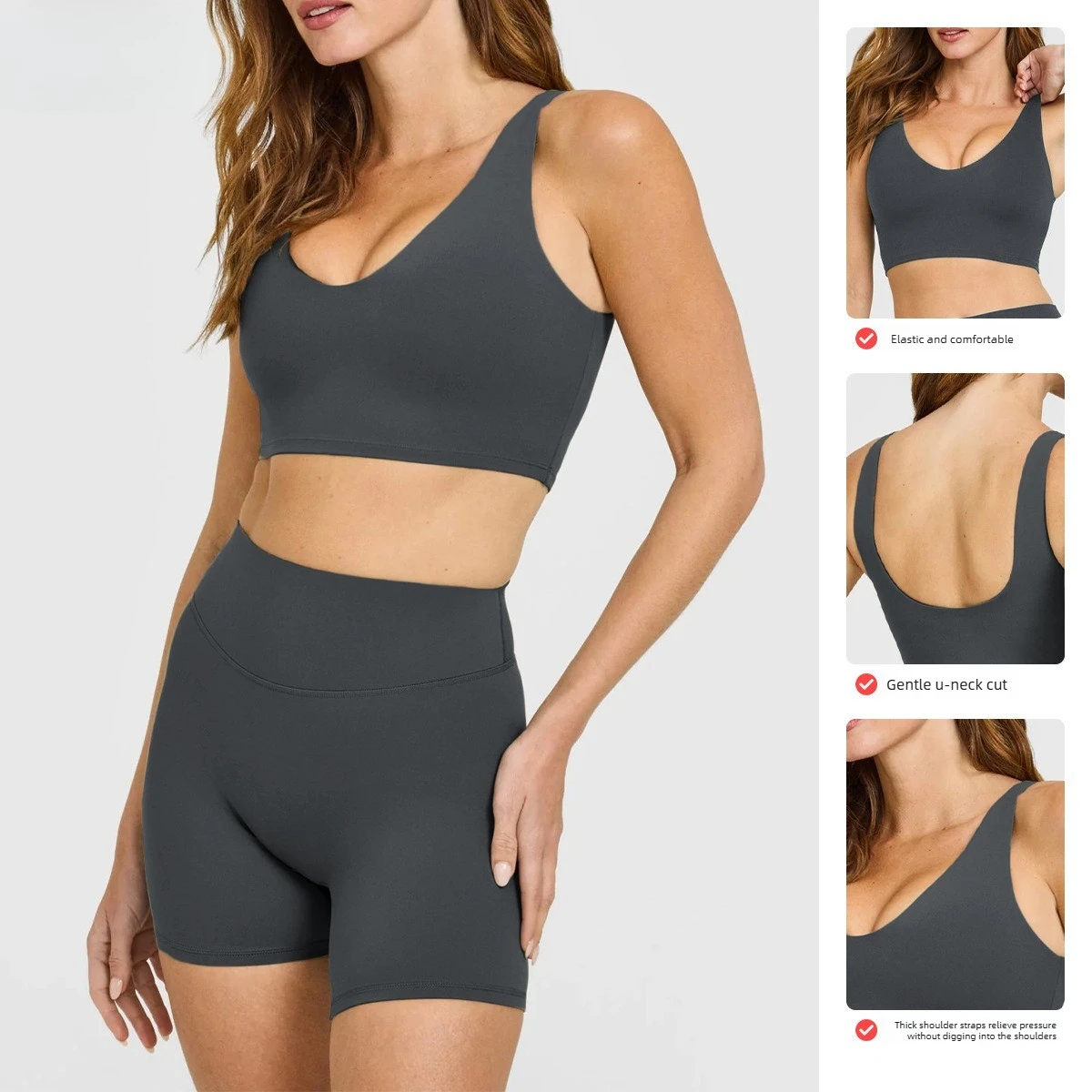Women 2 PCS Yoga Set V Neck U  - Pilates V Yoga ulasan dan harga