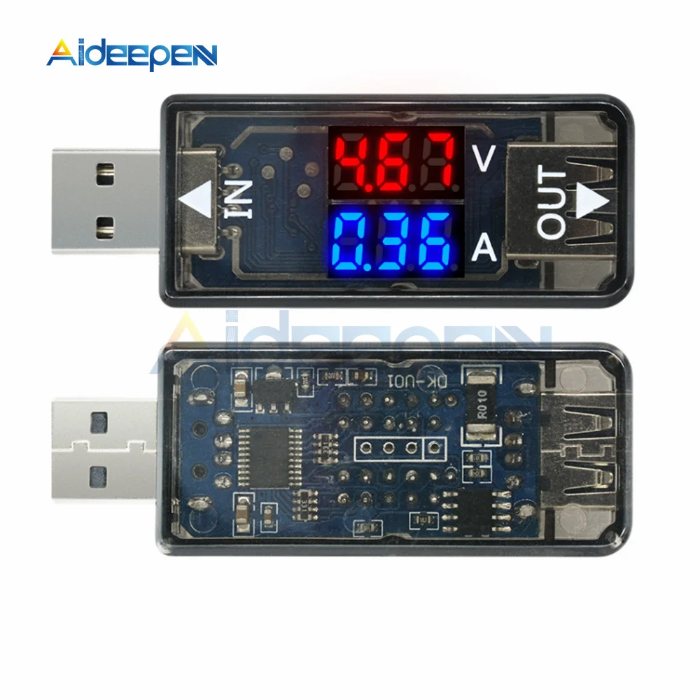 

DC 5V Red+Blue Dual USB Current Voltage Charging Detector Tester Battery Voltmeter Ammeter Charger Doctor DC 3.2-10V