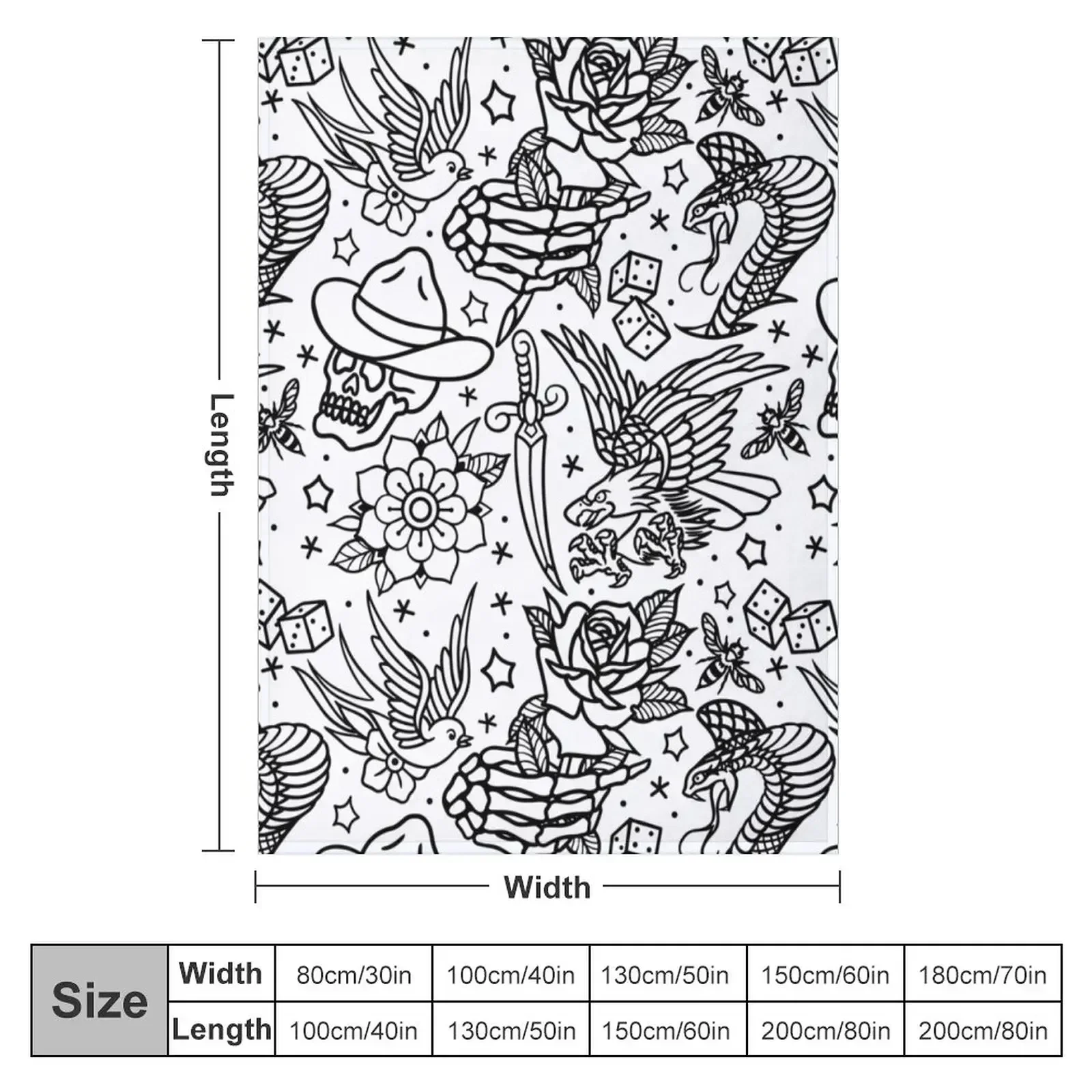 American Traditional Tattoo Flash Print Variant Throw Blanket Soft Plush Plaid Bed Fashionable Kid'S manga Camping Blankets