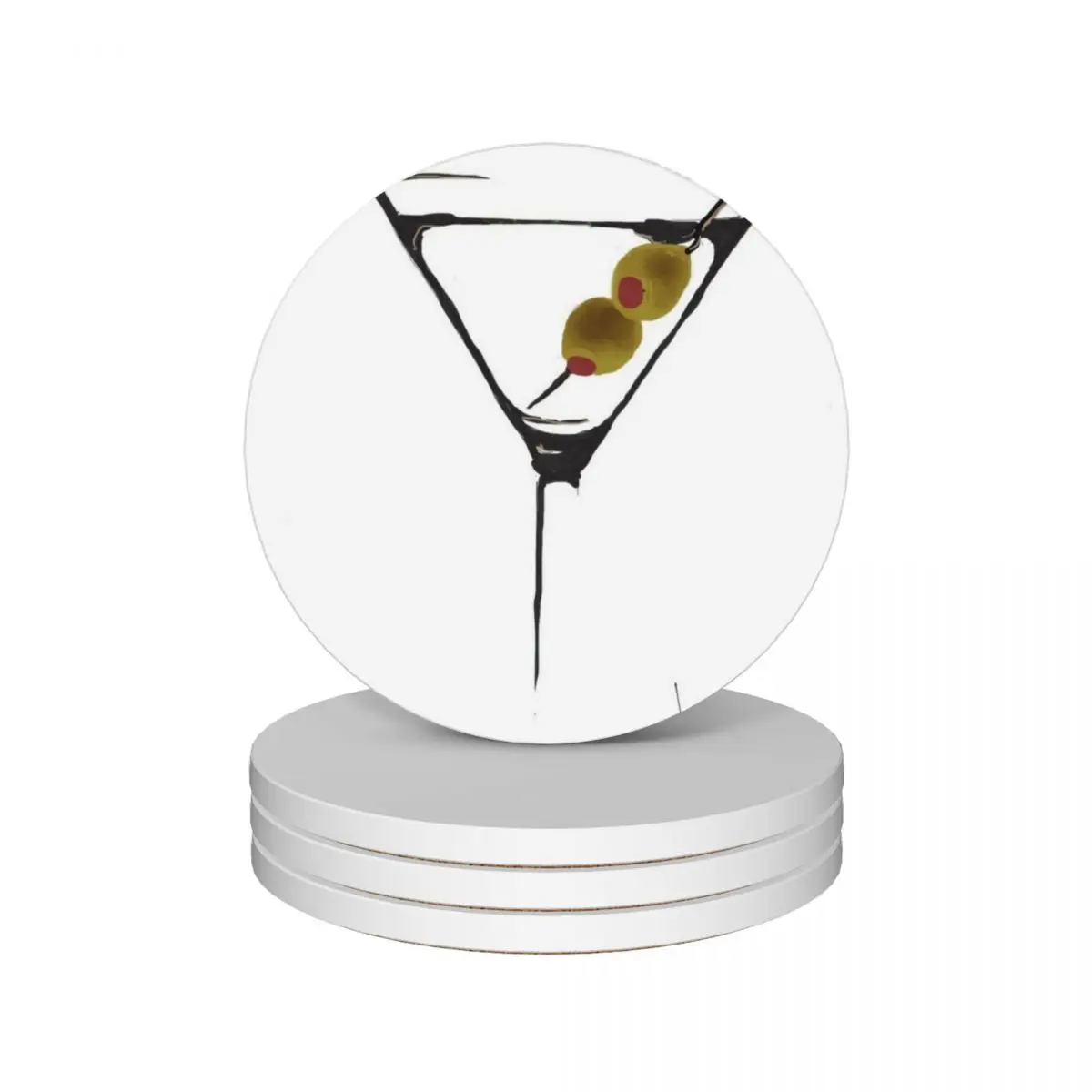 Martini Time Ceramic Coasters (Set of 4) for the kitchen accessories cute kitchen teapot mat Coasters