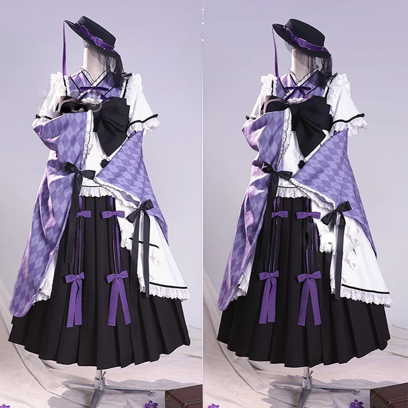 暁美ほむらコスプレ衣装アニメ魔法少女まどかロールプレイロリータスカート S-XL フレンチメイド女性のドレスハロウィンパーティースーツ