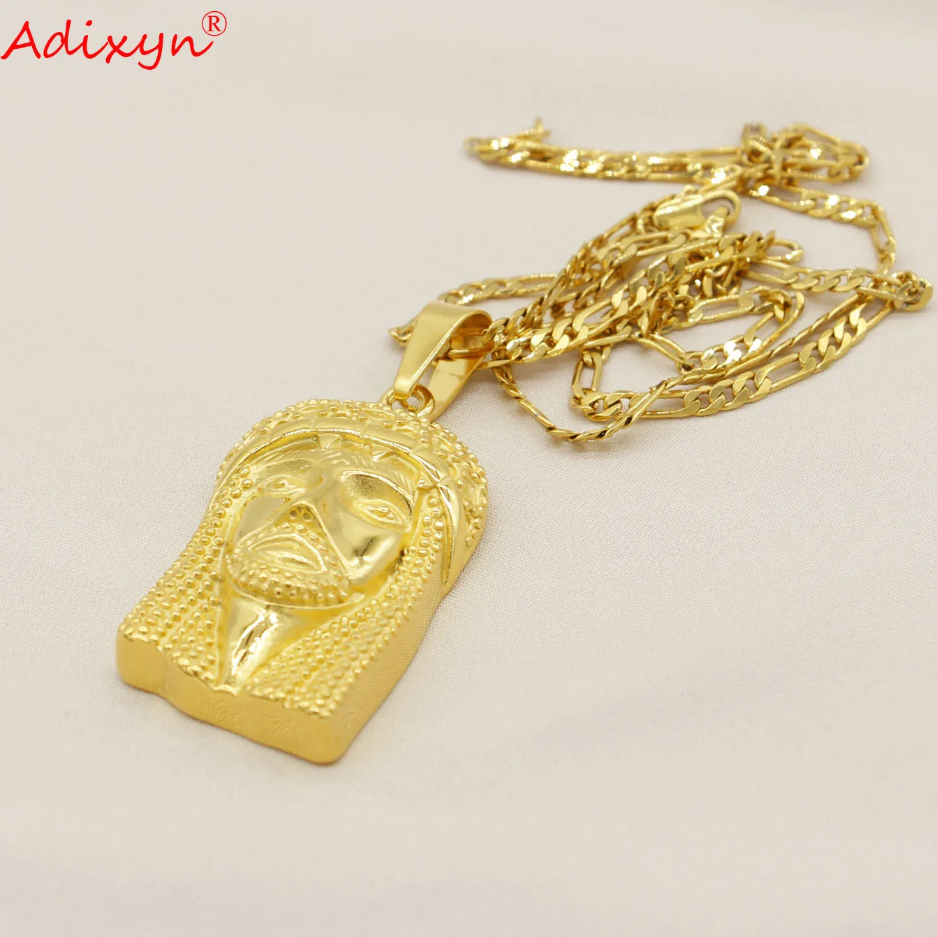 Adixyn Stainless Steel Indian chief Pendant Necklace for Men Hip Hop Rapper Jewelry with 45cm Chain N03159