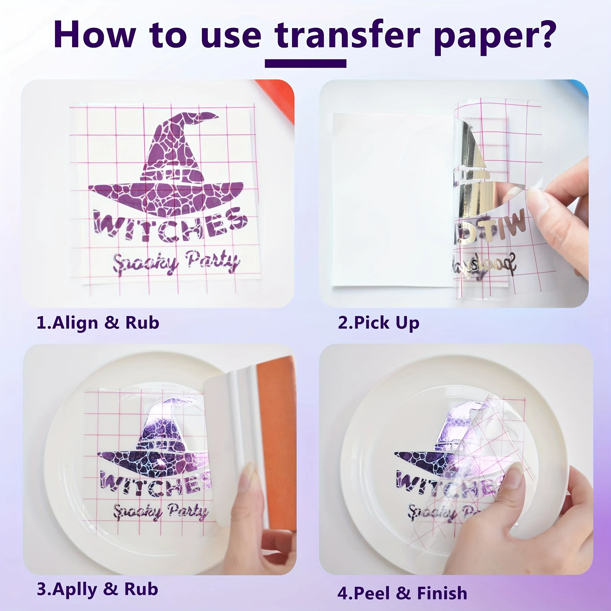 Transferfolie für Vinyl, transparente Transferpapierfolie mit Ausrichtungsgitter, Applikationsband für Cricut Joy Vinyl, Oracal 651 – Detail 5
