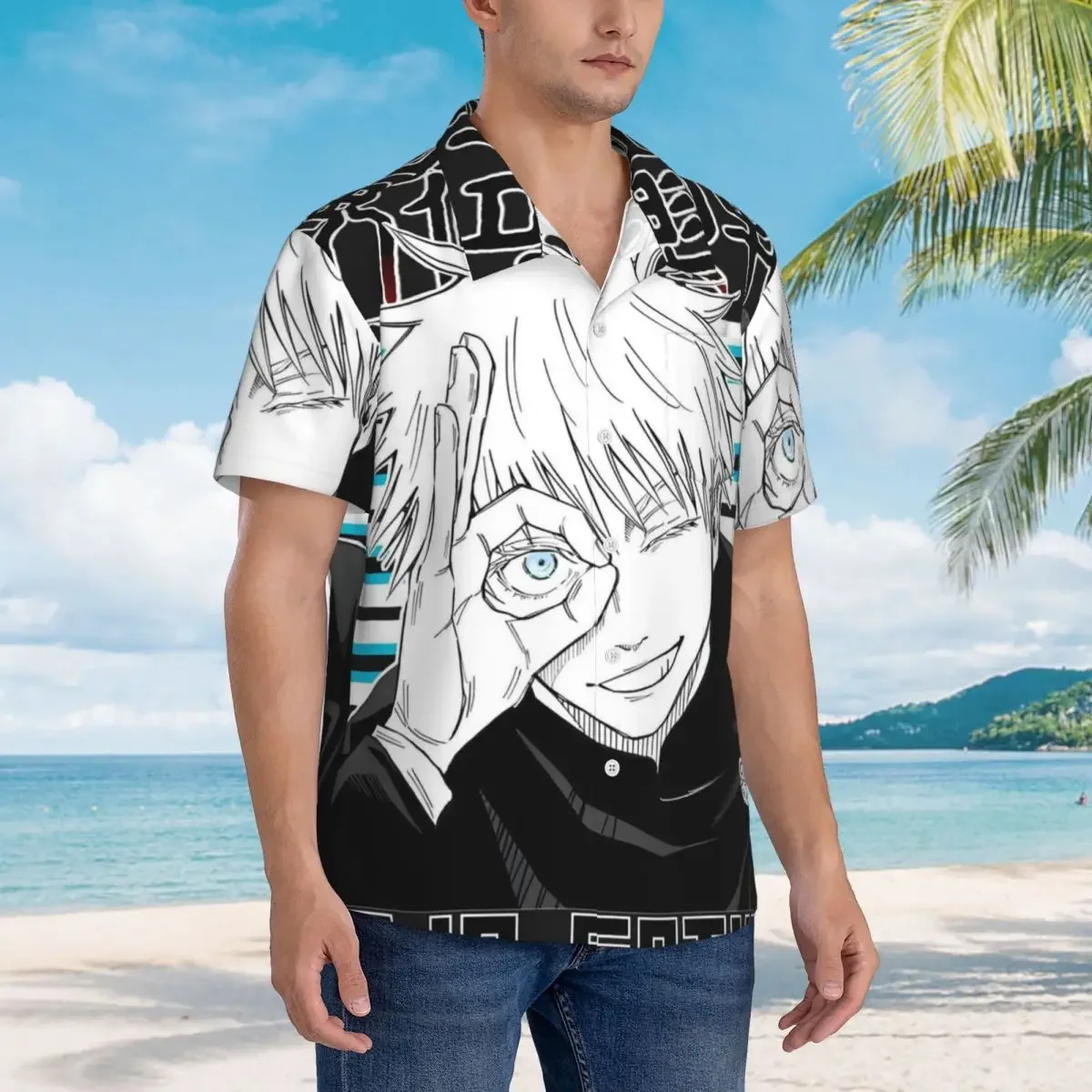 Jujutsu Kaisen Hawaiian Shirts Casual Men Short Sleeve Shirt for Summer Beach Men's Button Tops