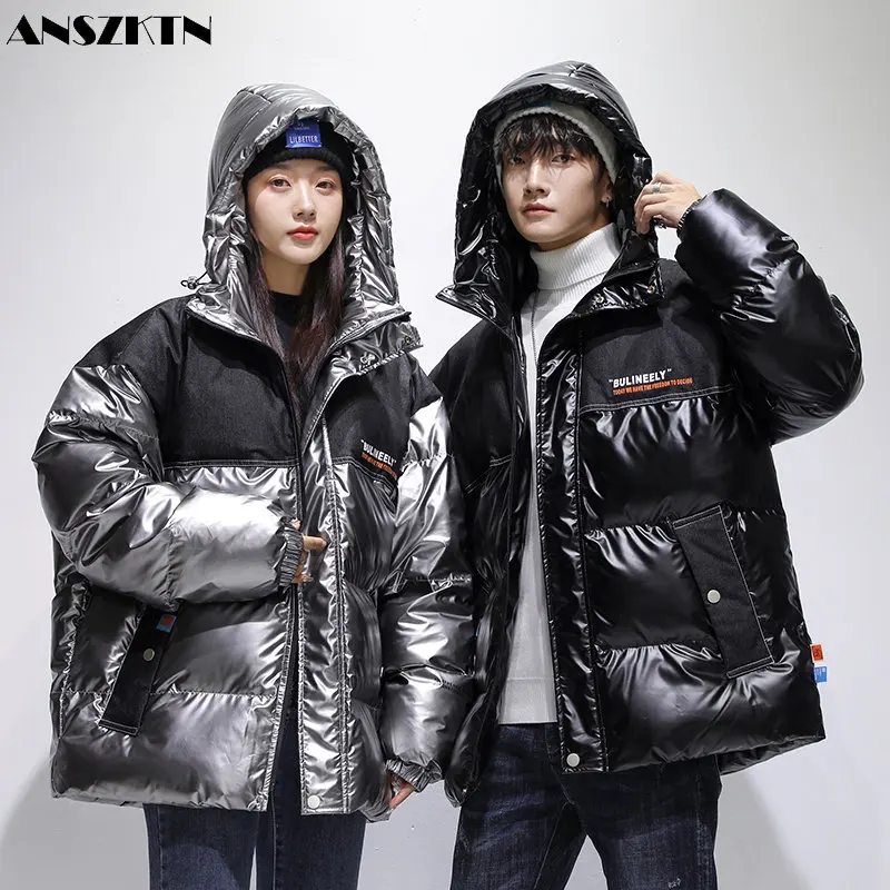 ANSZKTN New autumn and winter men\'s padded jacket couple leisure thickened hooded bread padded jacket