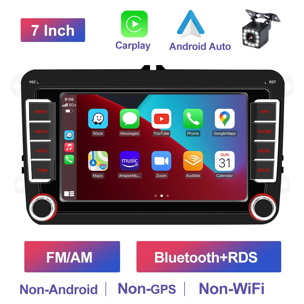 GEARELEC Android 14 Autoradio 2 DIN Carplay Voor VW Volkswagen Skoda Octavia Golf 5 6 Touran Passat B6 Polo Jetta 2Din Multimedia Speler Android Auto Stereo