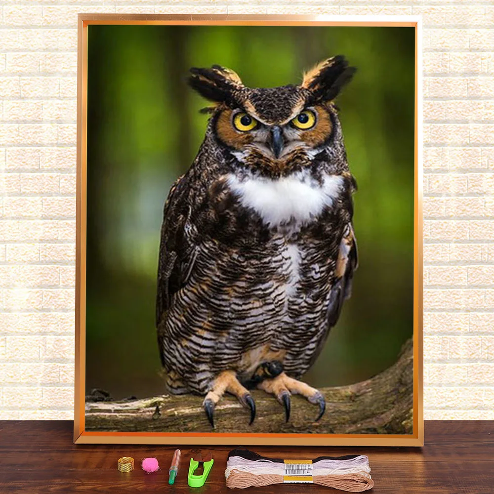 Owl Animals Printed Fabric 11CT Cross Stitch Full Kit DIY Embroidery DMC Threads Handmade Handiwork Sewing Handicraft     Decor