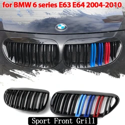 Front Bumper Kidney Grill for BMW 6 Series E63 E64 2004-2010 Gloss Black Dual Line Grille Car Styling Racing Grilles Replacement