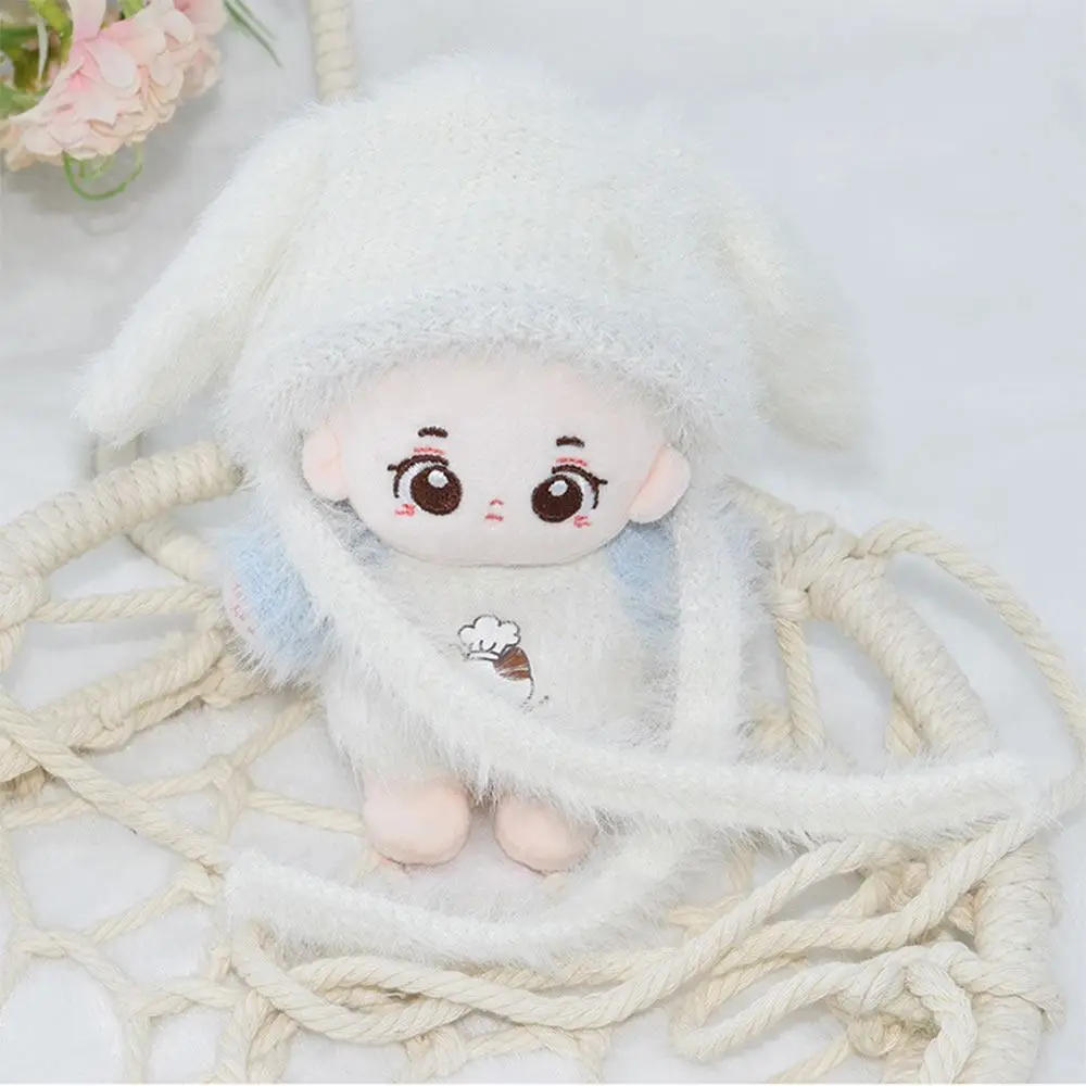 10cm Doll Clothes Cartoon Dog Blue White Doll Plush Jumpsuits Set Photo Prop Playing House Miniature Cap Pajamas