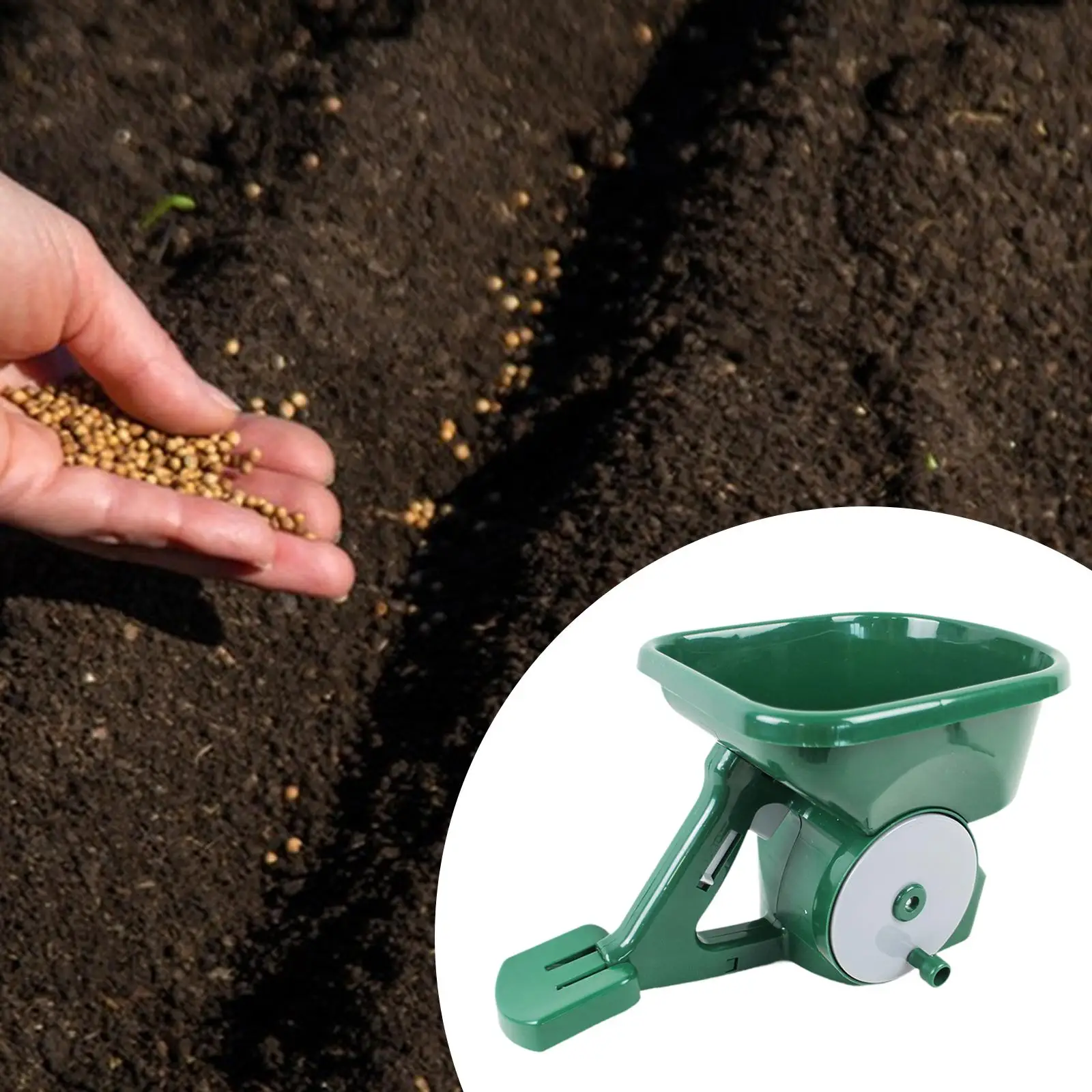 

Handheld Spreader Adjustable Manual Fertilizer Dispenser Garden Tool Portable Large Capacity for Backyard Lawn Care