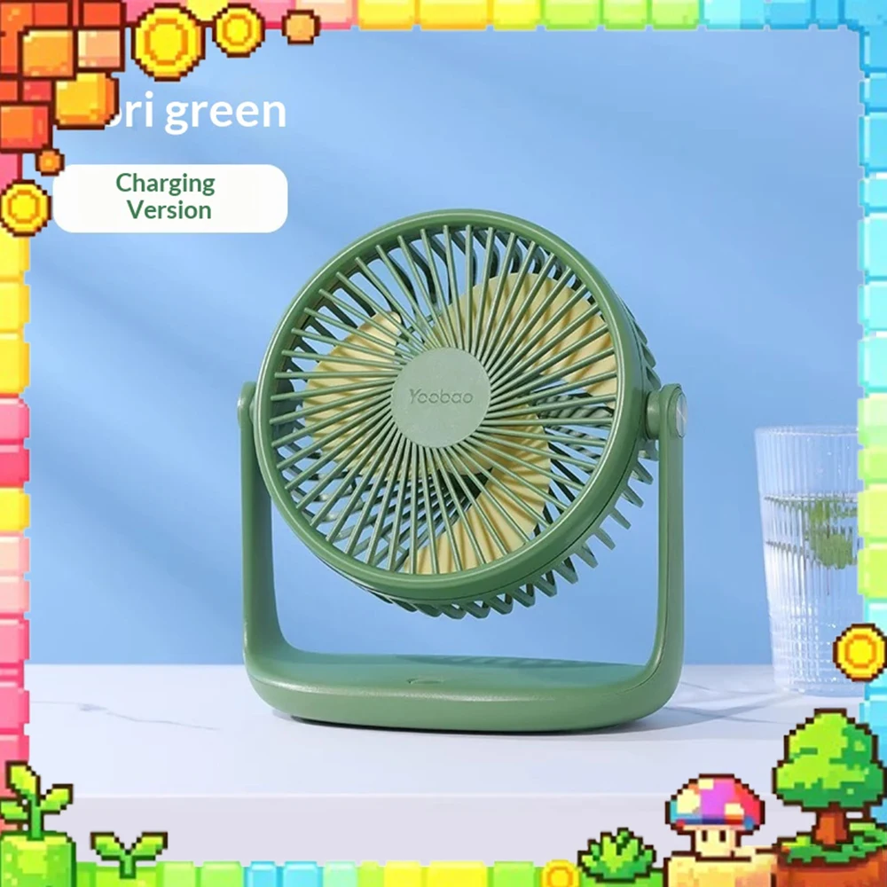Yoobao F2P Desk Fan Usb Rechargeable 3 Speed Adjustable Angle 16cm Portable Table Fan For Home Office Dorm