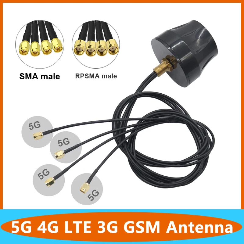 4*4 Cable 5G 4G LTE 3G GSM Cabinet Antenna High Gain 15dbi 600~6000Mhz Full Band Outdoor Omni WiFi External Aerial with RP SMA