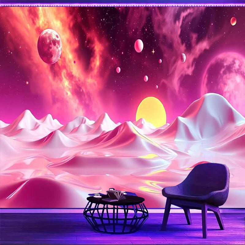 1PC Pink Planet Art Print Backdrop Banner, Bedroom Living Room Photo Background, Polyester, Home Decor, Wall Art