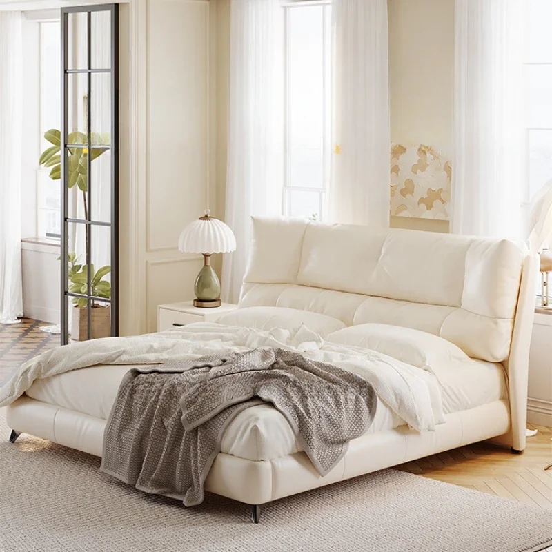 

European Elegant Bed Frame Tall Headboard Wood Storage Queen Bed Frame Luxury Bedroom Bedroom Cama Moderno Lujo Home Furniture