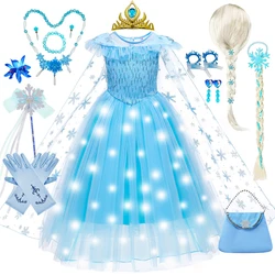 Elsa Costumes Princess Cosplay Dress Girls Halloween Birthday Carnival Party Clothing Kids Ball Gown Children Vestidos 2-10 Yrs