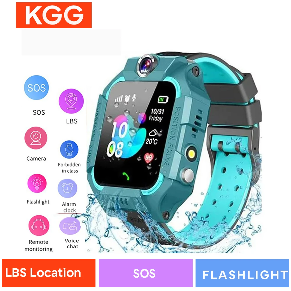 

2G Sim Card 4G Kids Smart Watch Multifunctional LBS Location SOS Waterproof Voice Function Smartwatch Kids Phone Watch Gift