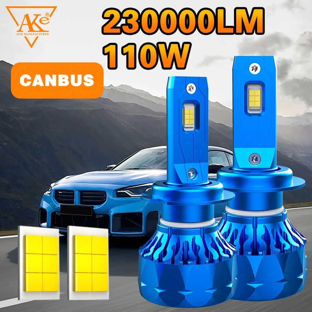 

2PCS H7 H4 Car LED Headlight 230000lm 110W Super Brightness Canbus Light H1 H11 9005 9006 9012 Headlamp CSP 6000K Auto fog Lamp