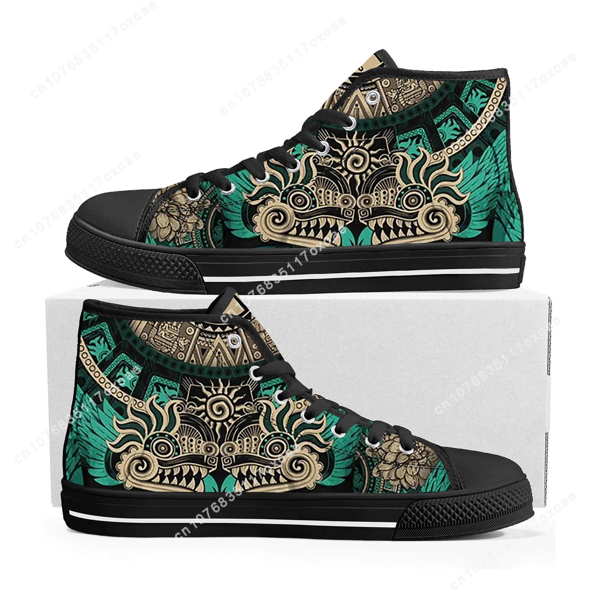 Mexican Aztec Quetzon High Top Sneakers Mens Womens Teenager High Quality Canvas Sneaker couple Casual Shoe Customize Shoes