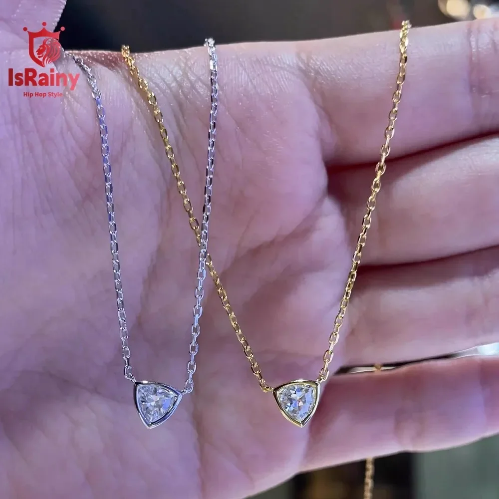 

IsRainy 5 мм Trillion Cut настоящий муассанит GRA сертифицированный S925 серебро 18k позолоченный кулон ожерелье для женщин ювелирные изделия подарок