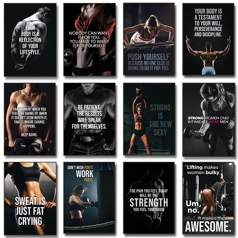 Affiches d'inspiration physique, citations de motivation, conquérir votre esprit et le corps, imprimés, peinture sur toile, images murales, décor de salle de maison
