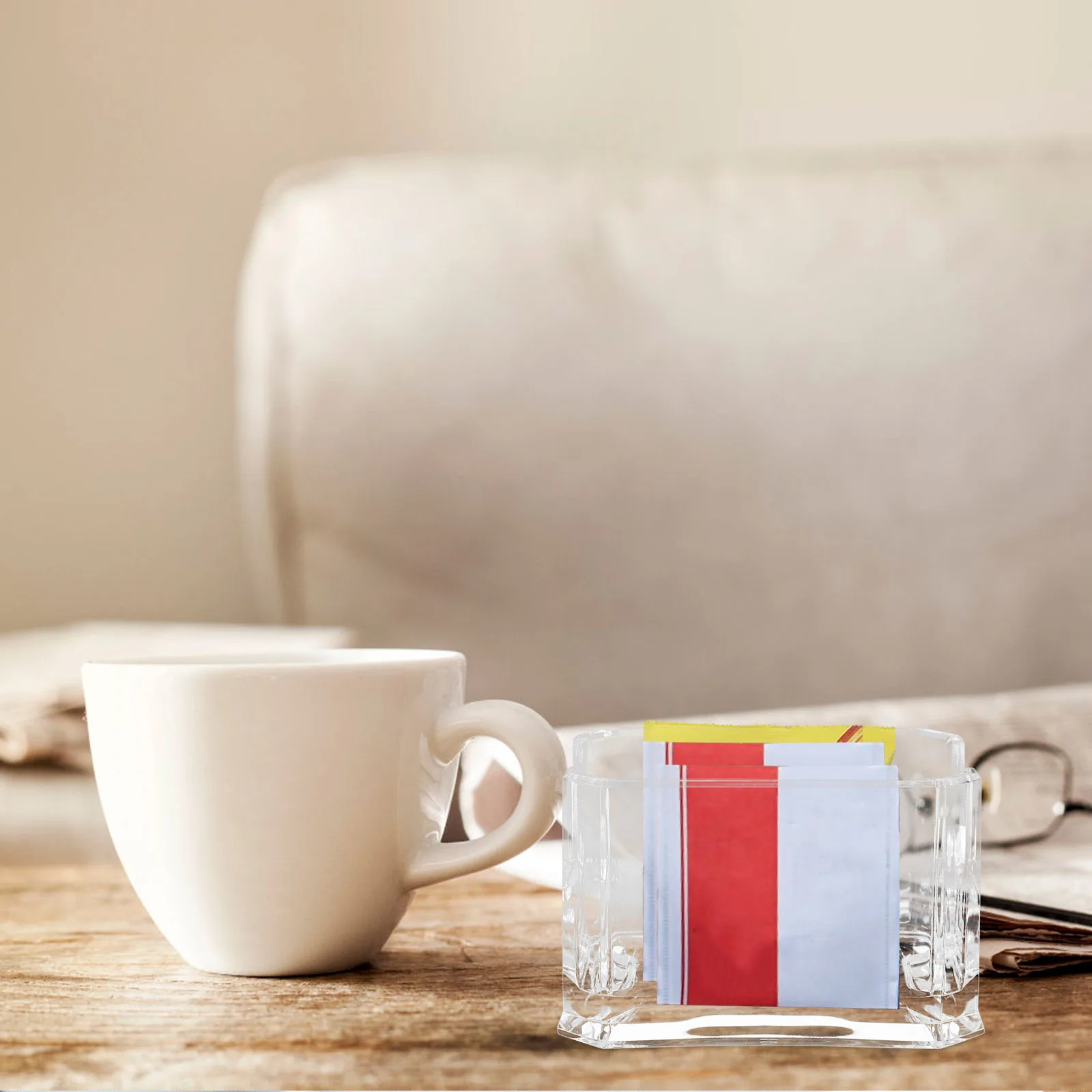 

Clear Acrylic Tea Bag Storage Box Transparent Organizer for Coffee Candy Bags Portable Desktop Storage Container