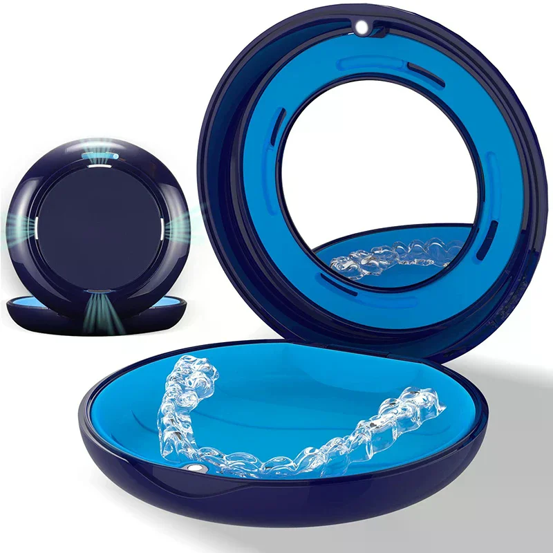 Dental Invisible Braces Retainer Box With Mirror Mouth Guard Orthodontic Case Denture Storage Aligner Case Oral Hygiene Organize