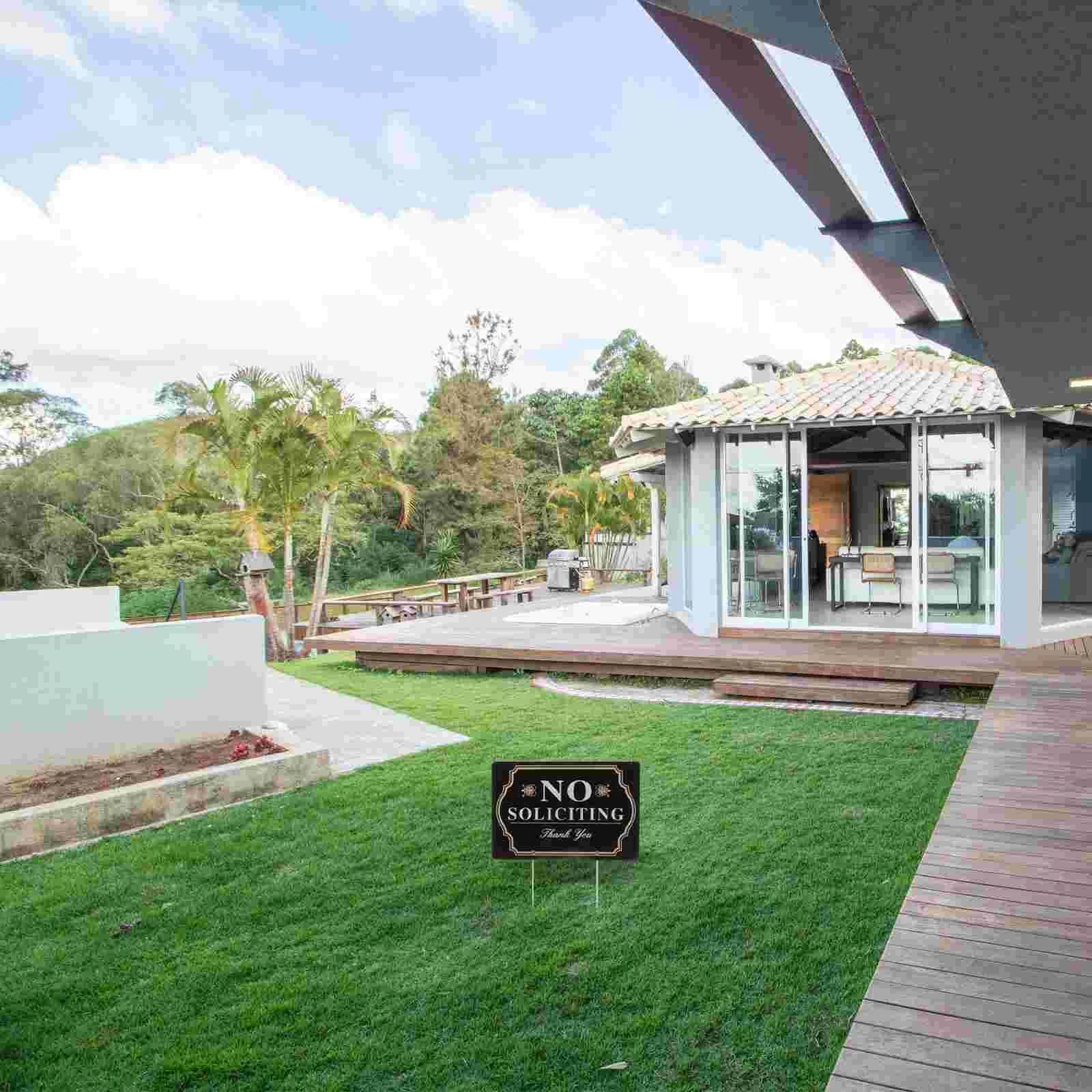 No Soliciting Sign Yard for House Stake Solicitors Front Trespassing Signs Home