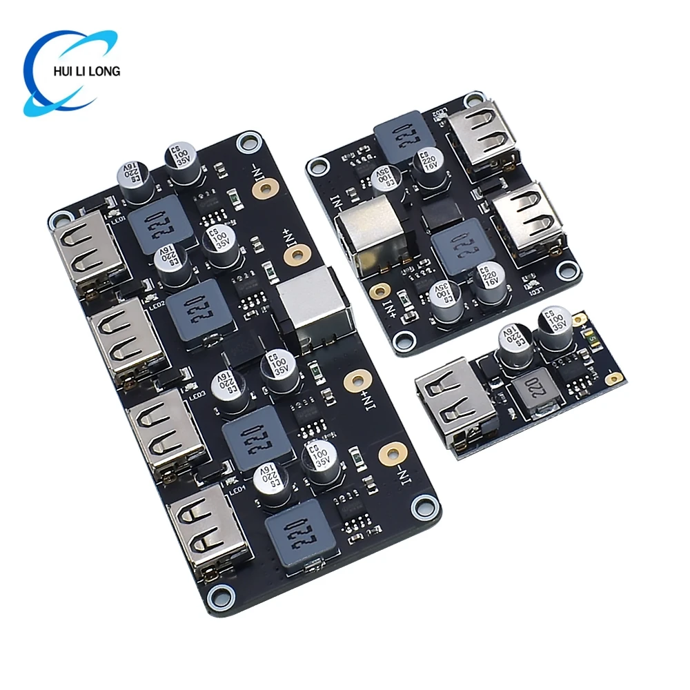 USB QC3.0 QC2.0 Понижающий преобразователь постоянного тока Зарядный понижающий модуль 6-32 В 9 В 12 В 24 В для быстрой быстрой зарядки Печатная плата 3 В 5 В 12 В