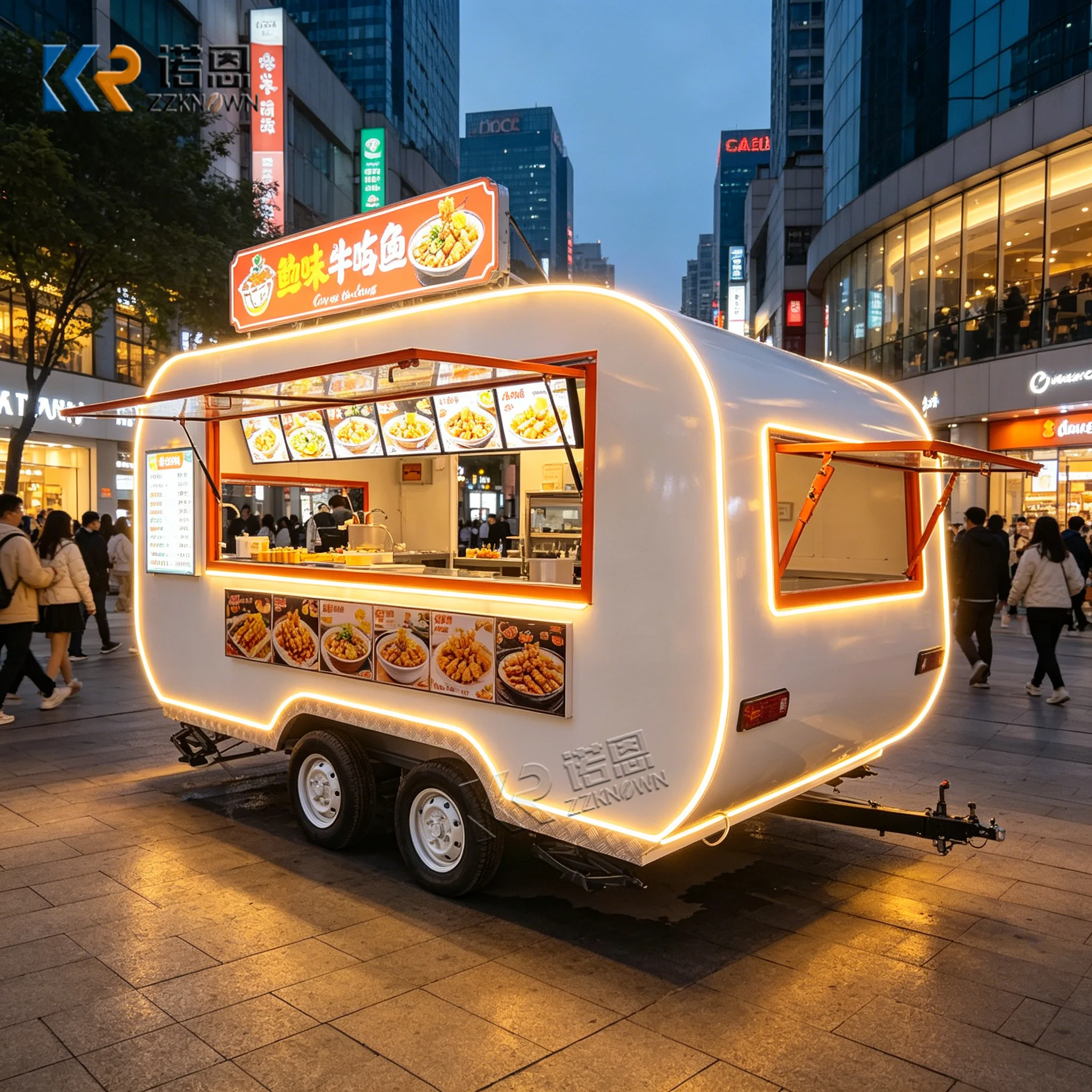 High Quality Halal Food Truck Concession Food Trailer Fully Equipped Food Truck Trailer With Led Lights Screens