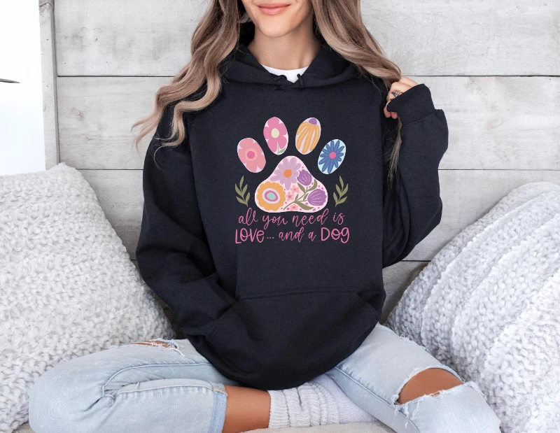

Толстовка Dog Mama, Толстовка с собачьей лапой с цветочным принтом, Толстовка с капюшоном для собаки и мамы, Толстовка для владельца собаки, Толстовка для любителей собак, Забавная толстовка с собакой