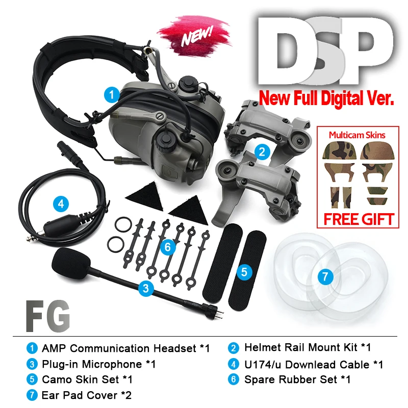 NONE 2026 PRO Version Volldigitales Dual-DPS-FMA-AMP Taktisches Headset Kommunikations-Geräuschunterdrückung V20/V60 PTT Militärzubehör 8