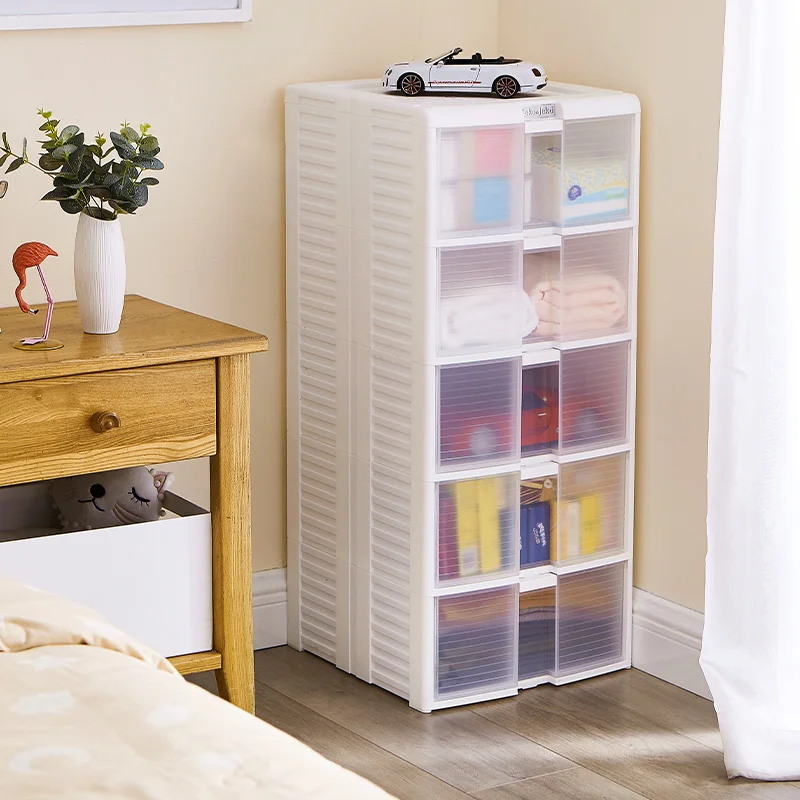 Eco-friendly plastic locker household bedroom bathroom 3 4 5-layer drawer cabinet sundries storage drawers with wheels