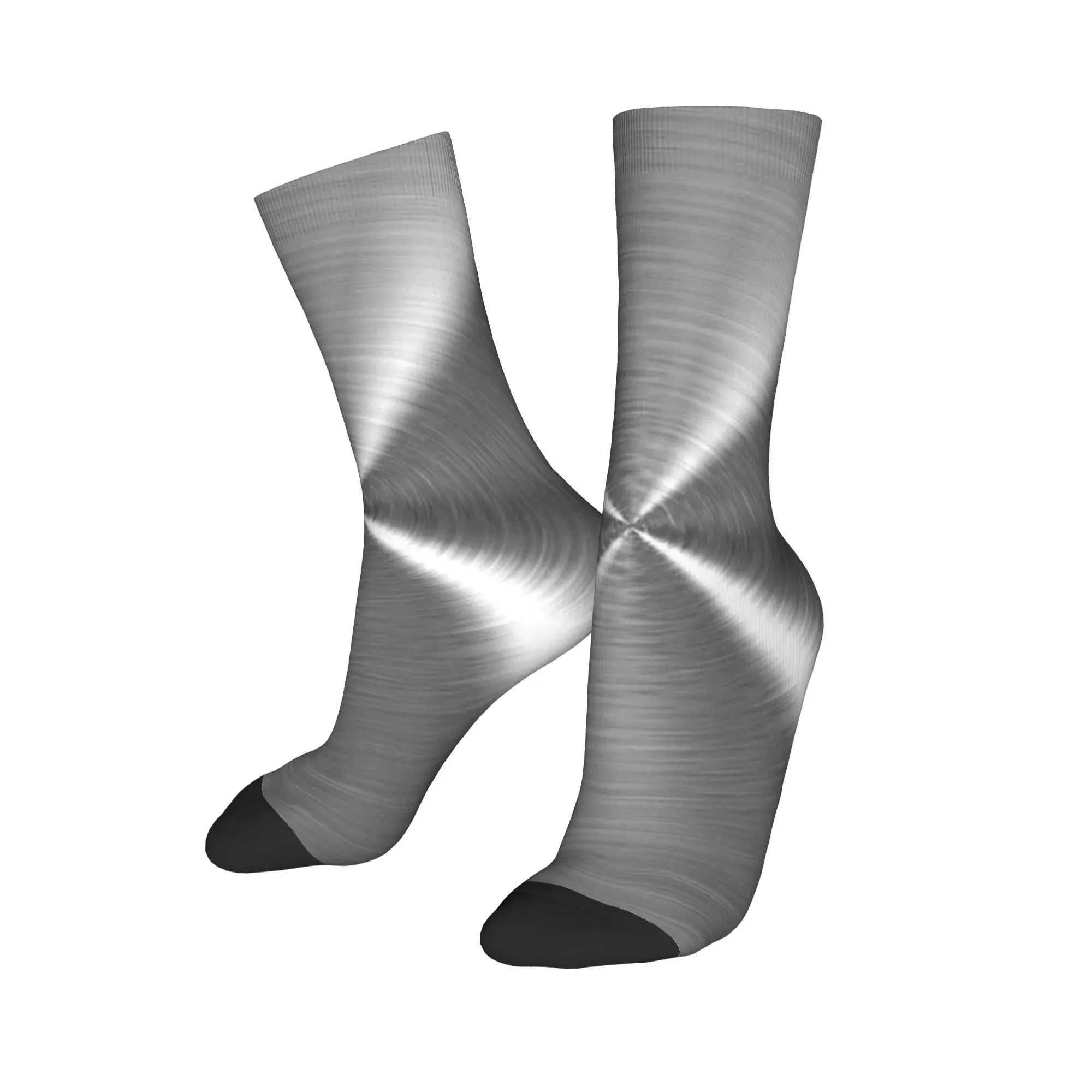 Silver Brushed Metal Texture Socks  Anti-Slip Stockings Couple Comfortable Running Sports Socks Winter Funny Design Socks
