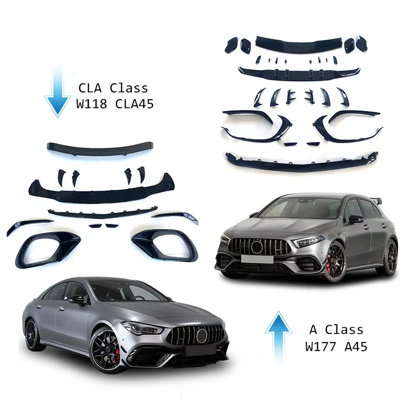 

2019-2023y W177 A45 W118 CLA45 car front bumper beard splitters auto parts exteriors accessories for mercedes benz A CLA Class