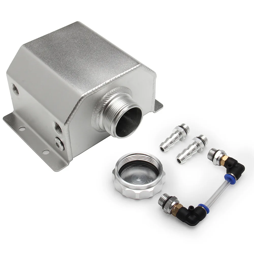 1L Engine Coolant Radiator Overflow Tank Aluminum Oil Catch Can Square Overflow Tank With Drain Plug
