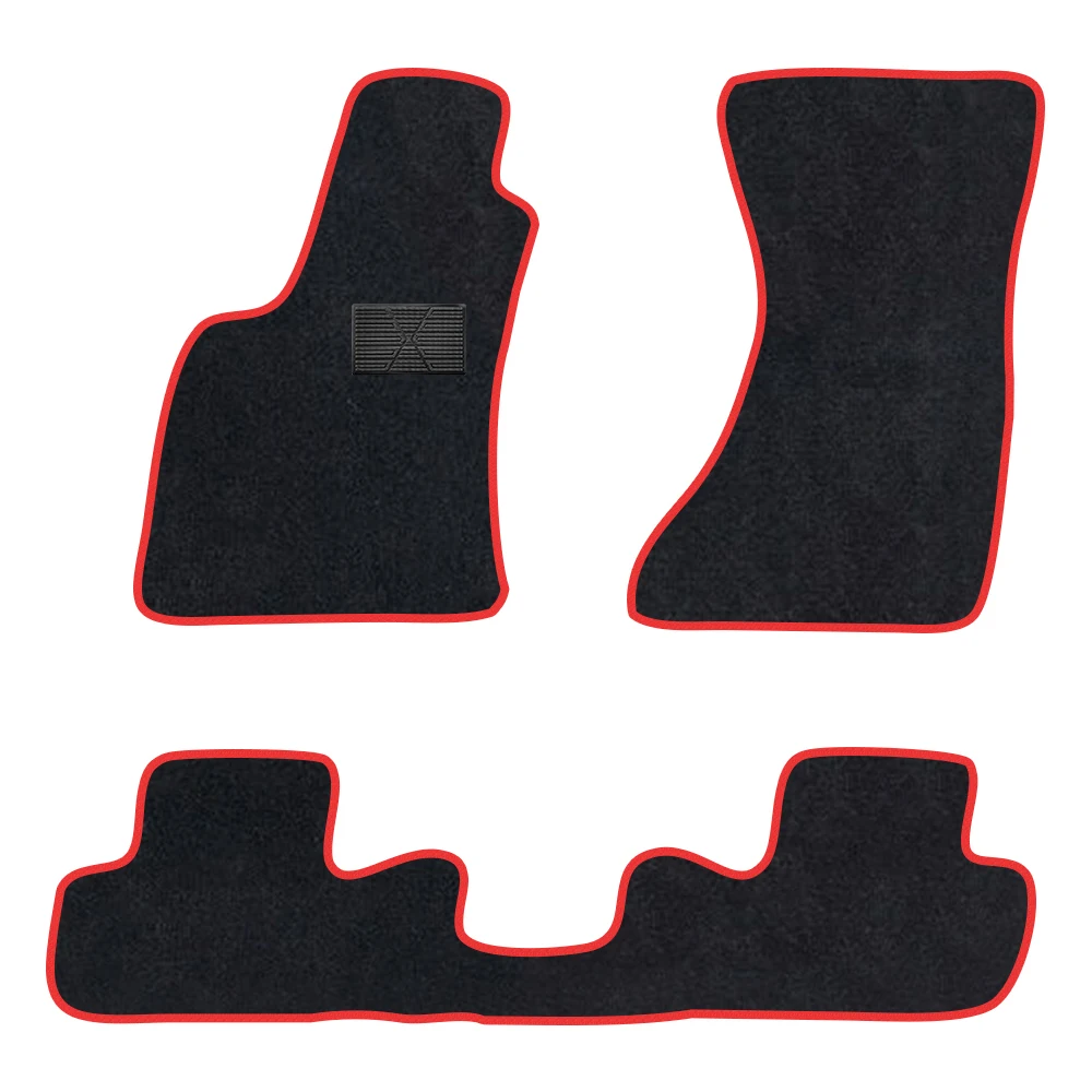 Car Floor Mat For   Audi A4 B7 8E/8H 2004–2008 SEAT Exeo 2008-2013  Polyester suede Anti Slip black Backing red Binding Trim Edg