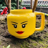 Expression Ceramic Mug 250ML Cute Coffee Cups Drinkware Figurine Head Smiling Face Tea Drinking Cup Children Christmas Gift 머그컵